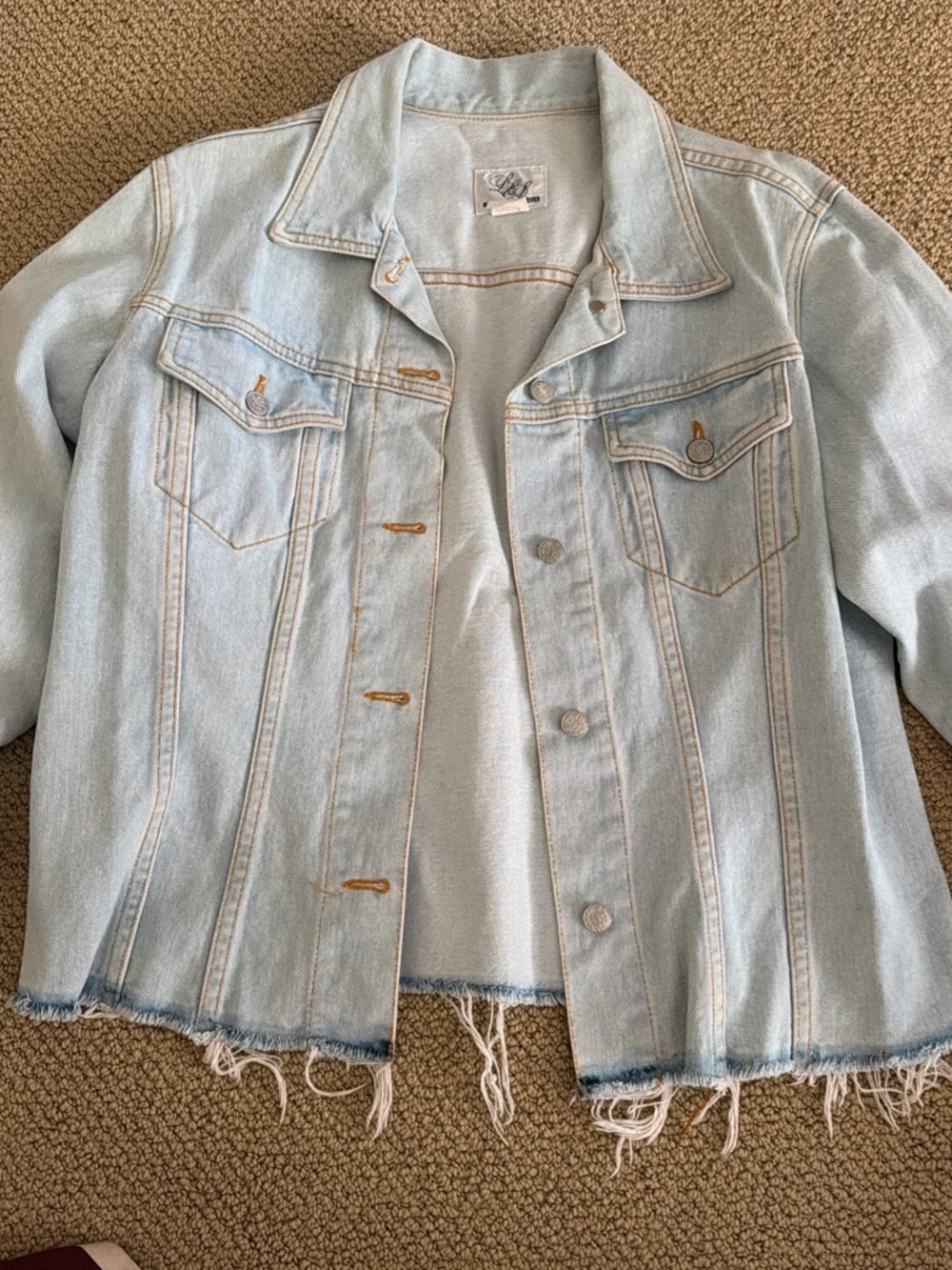 Long Elegant Legs Light Wash Blue Denim Jean Jacket
